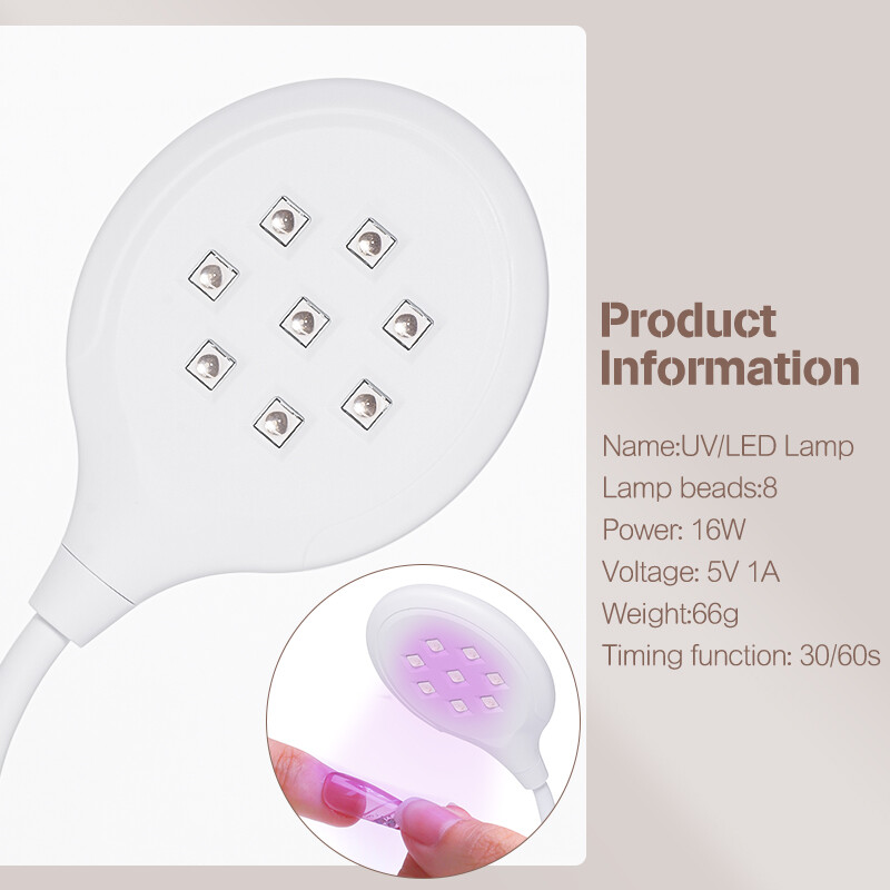 Uscător de unghii alb de birou UV LED 16W Lampă cu manevrare gratuită Unelte de manichiură pentru arta unghiilor Design Lumină de întărire cu uscare rapidă pentru lac cu gel