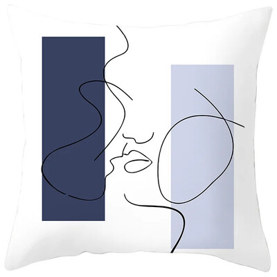 Κάλυμμα μαξιλαριού μαξιλαριού καναπέ από ύφασμα σπιτιού εκτύπωσης ροδακινί, αφηρημένη γεωμετρική μαξιλαροθήκη Nordic Blue Purple