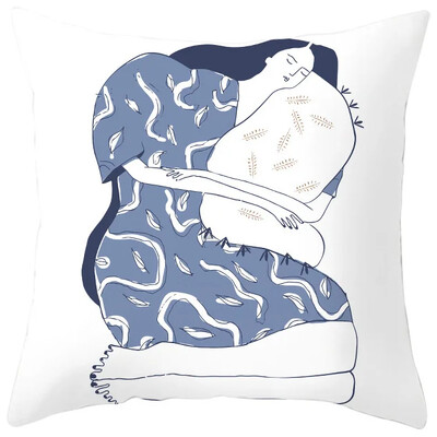 Κάλυμμα μαξιλαριού μαξιλαριού καναπέ από ύφασμα σπιτιού εκτύπωσης ροδακινί, αφηρημένη γεωμετρική μαξιλαροθήκη Nordic Blue Purple