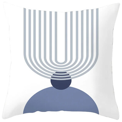 Κάλυμμα μαξιλαριού μαξιλαριού καναπέ από ύφασμα σπιτιού εκτύπωσης ροδακινί, αφηρημένη γεωμετρική μαξιλαροθήκη Nordic Blue Purple