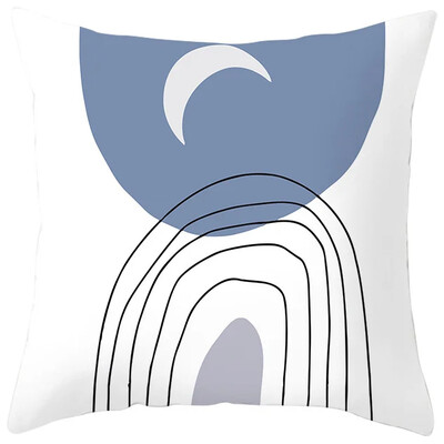 Κάλυμμα μαξιλαριού μαξιλαριού καναπέ από ύφασμα σπιτιού εκτύπωσης ροδακινί, αφηρημένη γεωμετρική μαξιλαροθήκη Nordic Blue Purple