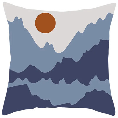 Κάλυμμα μαξιλαριού μαξιλαριού καναπέ από ύφασμα σπιτιού εκτύπωσης ροδακινί, αφηρημένη γεωμετρική μαξιλαροθήκη Nordic Blue Purple