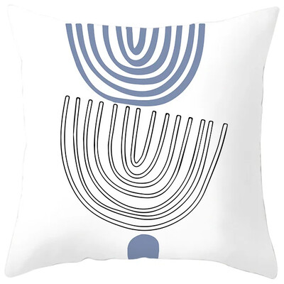 Κάλυμμα μαξιλαριού μαξιλαριού καναπέ από ύφασμα σπιτιού εκτύπωσης ροδακινί, αφηρημένη γεωμετρική μαξιλαροθήκη Nordic Blue Purple