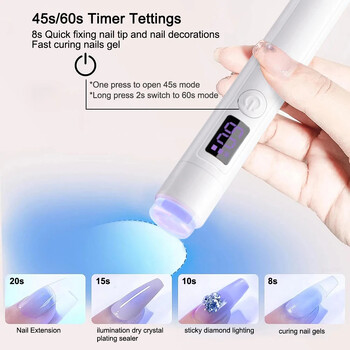 Mini Nails Drying Light UV LED Λάμπα νυχιών Μίνι UV με βάση για μανικιούρ Φορητή λάμπα στεγνωτηρίου νυχιών Επαγγελματική υπεριώδη