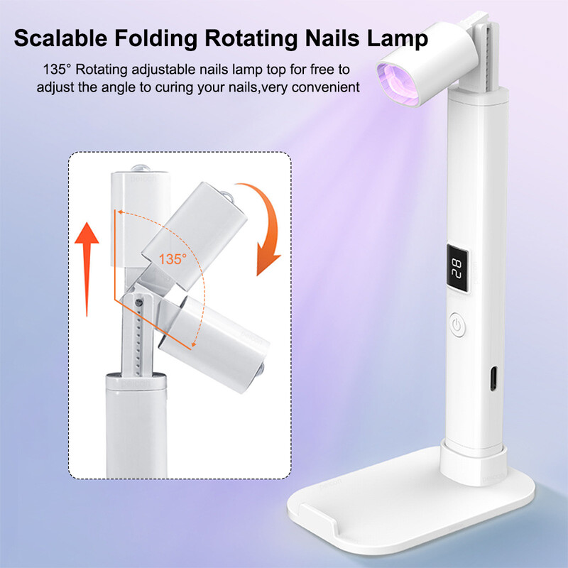 Lampă UV LED pentru unghii Mini lampă pentru uscarea unghiilor Lampă UV profesională pentru manichiură Nails Art Lampă portabilă pentru uscător de unghii cu ultraviolete