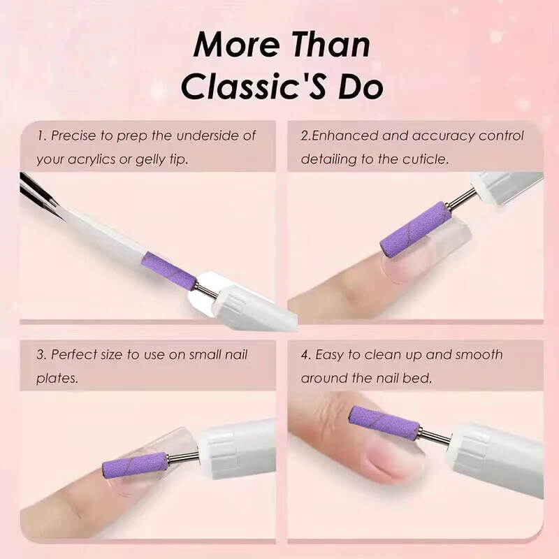 Új Érkezés, minőség nélküli 20 mm-es hosszú mini csiszolószalagok kiváló minőségű 50db/doboz fehér rózsaszín lila 3 mm-es mini csiszolószalag fúrófej