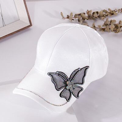 Γυαλιστερό στρας πεταλούδα κέντημα Γυναικείο καπέλο μπέιζμπολ μόδας μεταξωτό σατέν καπέλο ηλίου Άνοιξη Καλοκαίρι Casual ρυθμιζόμενα καπέλα εξωτερικού χώρου