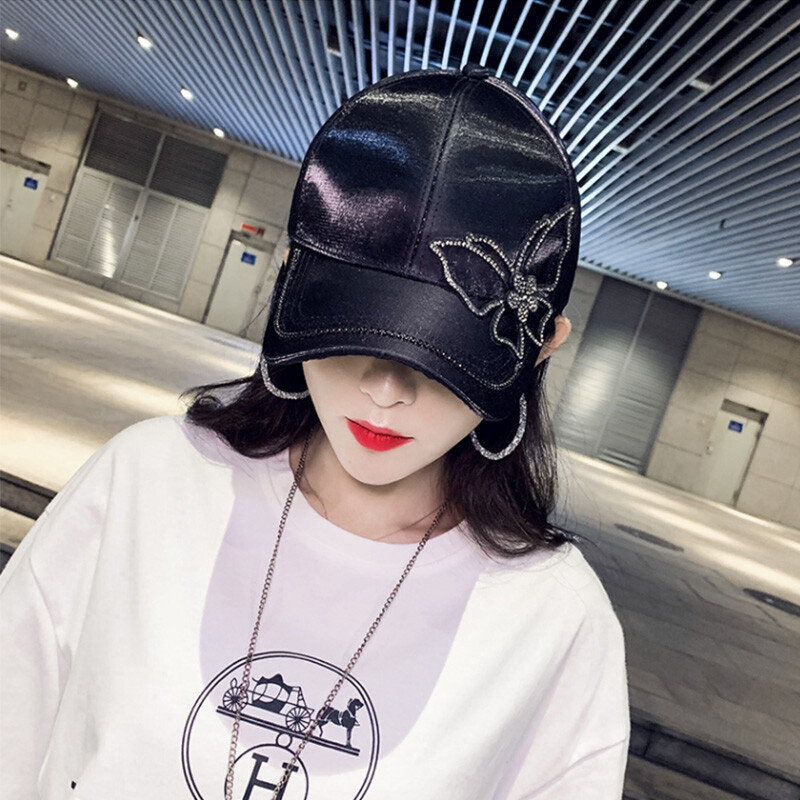 Γυαλιστερό στρας πεταλούδα κέντημα Γυναικείο καπέλο μπέιζμπολ μόδας μεταξωτό σατέν καπέλο ηλίου Άνοιξη Καλοκαίρι Casual ρυθμιζόμενα καπέλα εξωτερικού χώρου