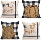 Sretna žetva Hello Pumpkin jastučnica Crna karirana bundeva Javorov list Kućna sofa Jastučnica Jastučnica