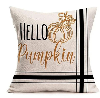 Sretna žetva Hello Pumpkin jastučnica Crna karirana bundeva Javorov list Kućna sofa Jastučnica Jastučnica