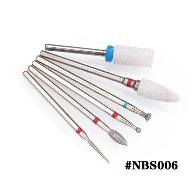 6PCS Glodalo za manikuru Dijamantna keramika NBS set glava za brušenje noktiju Gel električni aparat za manikuru Dodaci Alati