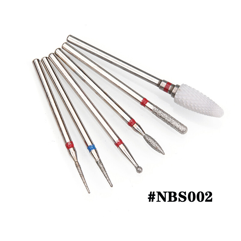 6 bucăți freză pentru manichiură diamant ceramică NBS set capete de șlefuit unghii gel electric accesorii mașini de manichiură instrumente