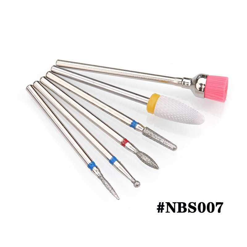 6 bucăți freză pentru manichiură diamant ceramică NBS set capete de șlefuit unghii gel electric accesorii mașini de manichiură instrumente