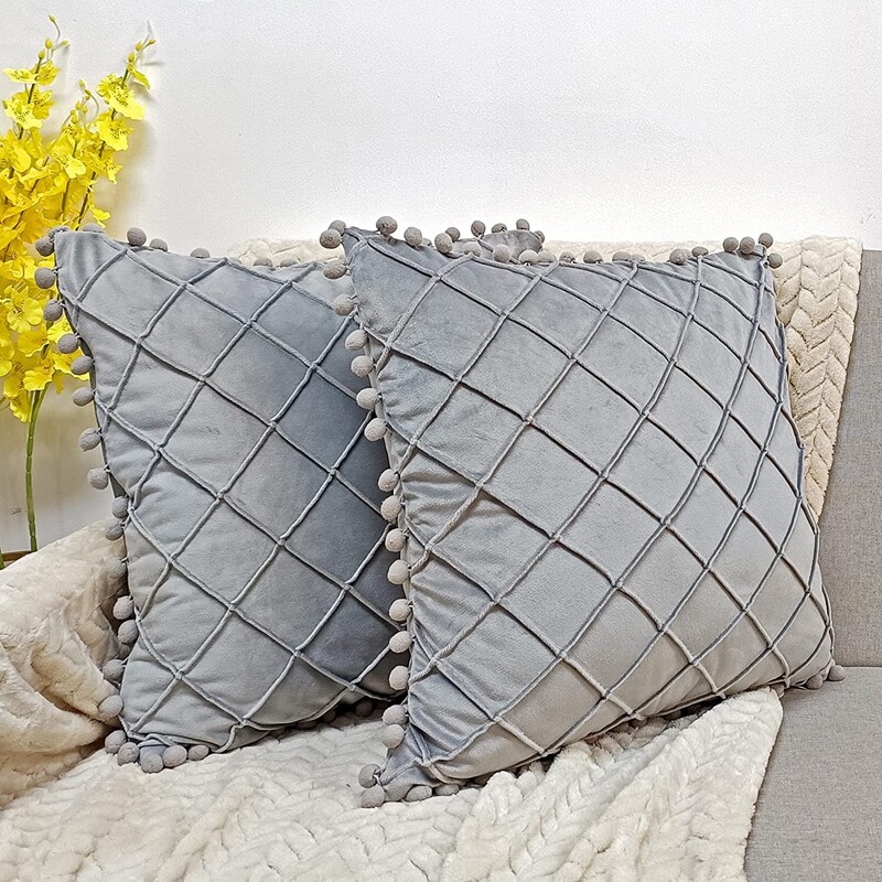 Ukrasne navlake za jastuke s pomponima Seoska kuća Boho Home Decor Baršunasti karirani jednobojni kvadratni jastučnica 30x50cm 45x45cm