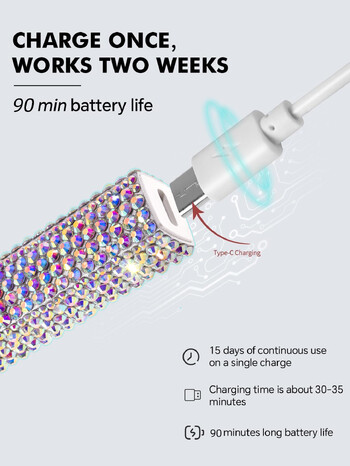 Μίνι φορητό UV Led Λάμπα νυχιών με Διαμάντια Φορητό στεγνωτήριο νυχιών για πολυμερισμό Gel Polish With Display Μηχάνημα Μανικιούρ