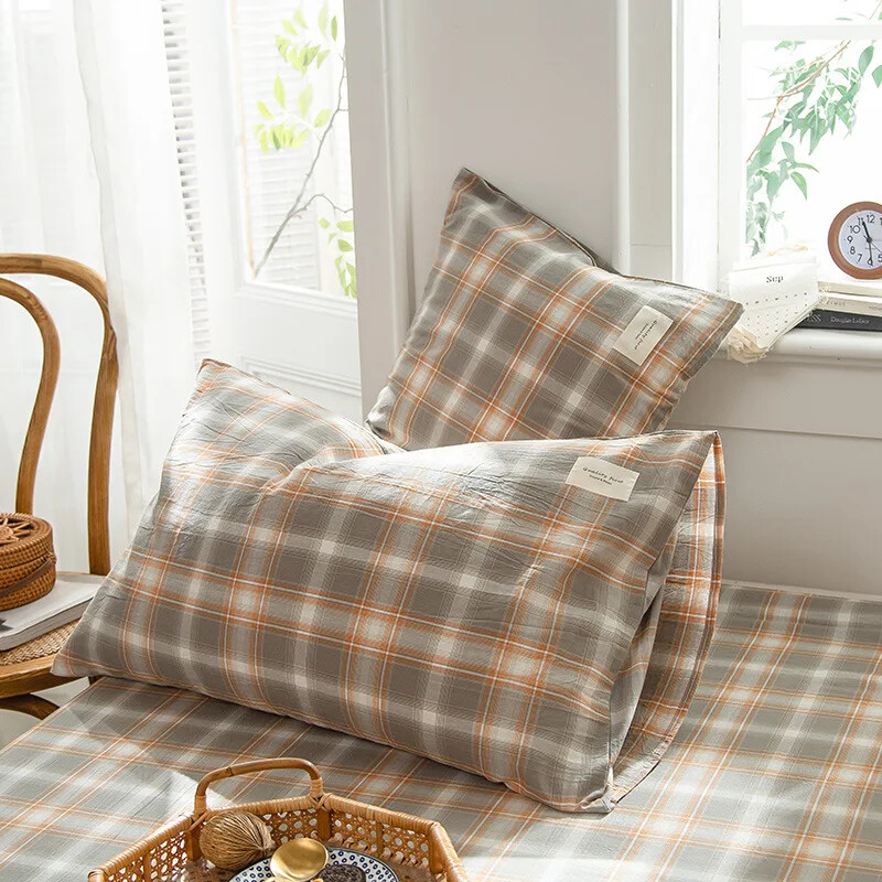 1 Ζευγάρι καρό ριγέ 100% βαμβακερό κάλυμμα μαξιλαριού καμβά Μαξιλαροθήκη Καρέκλα καναπέ Διακοσμητικό για το σπίτι Κάλυμμα μαξιλαριού ριχτάρι 30x50/40x60/48x74 cm