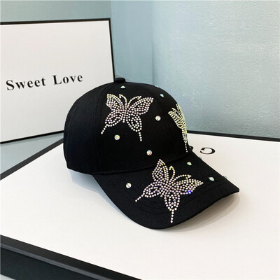 Modni dizajnerski šešir Leptir kristalni ženski šeširi Kapa za bejzbol Gorras Kpop šešir za sunčanje Viziri Vanjski Chapeu Feminino hip hop šešir