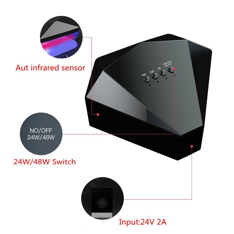 Lampa za nokte 48 W Profesionalna UV LED svjetla za poliranje u obliku dijamanta Sušilo za nokte 3 tajmera Automatski senzor Oprema za pametne salone za nokte Alati