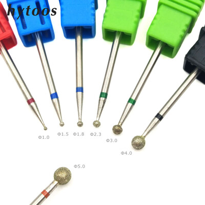 HYTOOS 6 Size Ball Diamond Nail Drill Bit Rotary Burr Cuticle Clean Cutters Manicure Drill Accessories Nail Mills