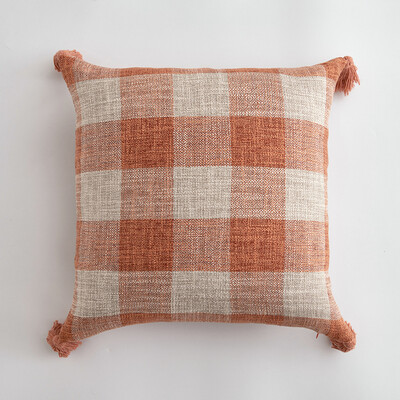 Λινές Φούντες Κάλυμμα Μαξιλαριού Πορτοκαλί Μαξιλαροθήκη Για Σαλόνι Κρεβάτι Καρέκλα Καναπέ Διακοσμητικά Μαξιλαροθήκες Διακόσμηση σπιτιού 45Χ45 30Χ50 1ΤΜ