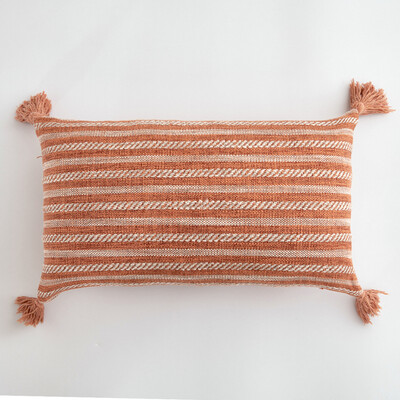 Λινές Φούντες Κάλυμμα Μαξιλαριού Πορτοκαλί Μαξιλαροθήκη Για Σαλόνι Κρεβάτι Καρέκλα Καναπέ Διακοσμητικά Μαξιλαροθήκες Διακόσμηση σπιτιού 45Χ45 30Χ50 1ΤΜ