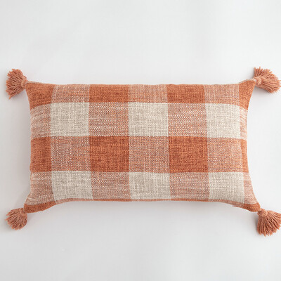 Λινές Φούντες Κάλυμμα Μαξιλαριού Πορτοκαλί Μαξιλαροθήκη Για Σαλόνι Κρεβάτι Καρέκλα Καναπέ Διακοσμητικά Μαξιλαροθήκες Διακόσμηση σπιτιού 45Χ45 30Χ50 1ΤΜ
