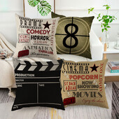 Κάλυμμα μαξιλαριού τυπωμένο εισιτήριο κινηματογράφου Λινό μαξιλαροθήκη Nordic Simple θήκη μαξιλαριού καναπέ Χωρίς πυρήνα μαξιλαριού 45X45cm One Sides