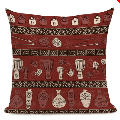 1 τεμ. Διακοσμητικό κάλυμμα μαξιλαριού Αφρικανικής φυλής καλλιτεχνικό κάλυμμα μαξιλαριού για ντεκόρ καναπέ σαλονιού αυτοκινήτου Μαξιλαροθήκη λινό