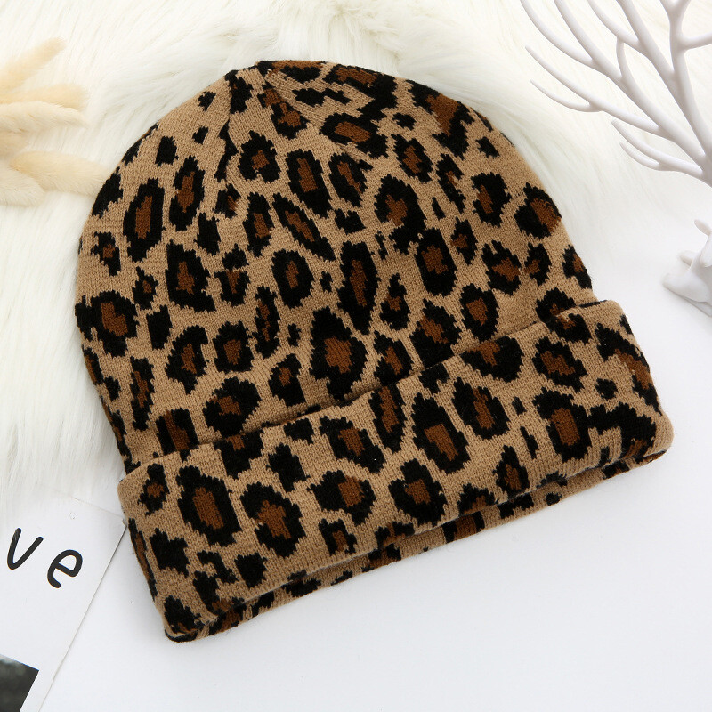 Nova Leopard Jesen Zima Kauzalna Hip Hop Beanie kapa Tide korejska verzija Održava toplinu Pletena kapa Kapa za odrasle