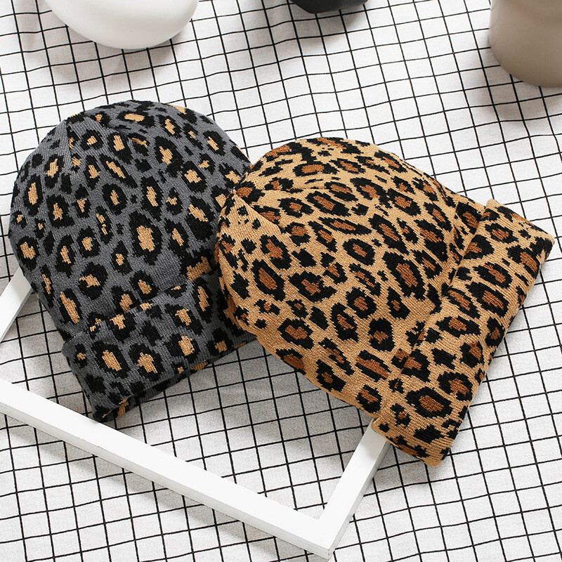 Nova Leopard Jesen Zima Kauzalna Hip Hop Beanie kapa Tide korejska verzija Održava toplinu Pletena kapa Kapa za odrasle