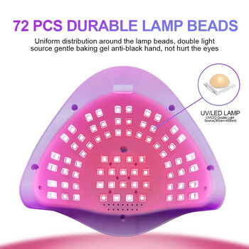 X17 MAX-Lampe UV LED pour secher le vernis à ongles en gel, sèche-ongles professionnel 72 LED