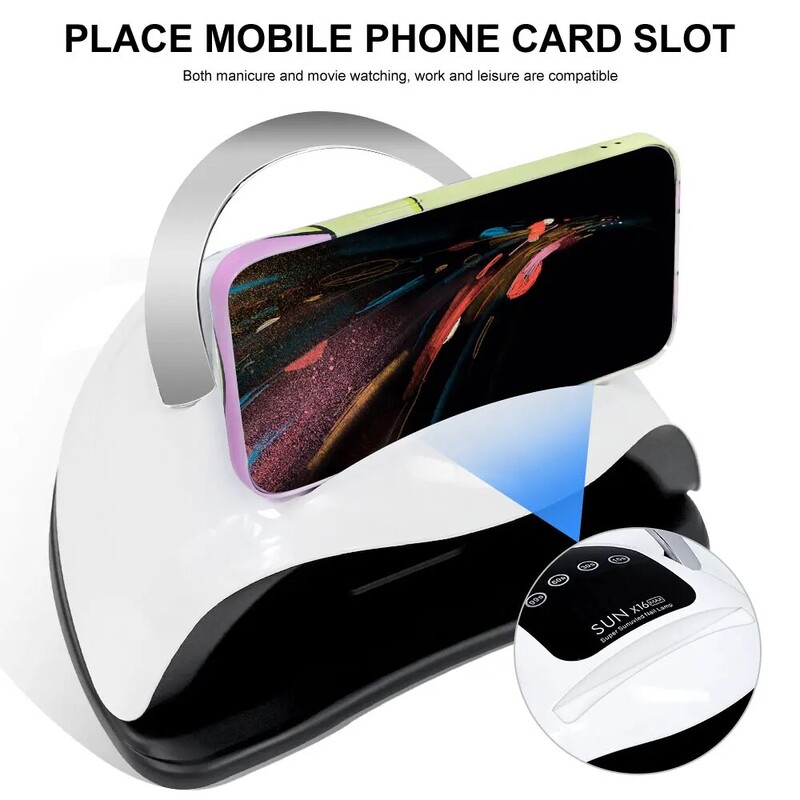 X16 MAX didelės galios 320 W UV LED nagų lempa, skirta džiovinti gelinį nagų laką, profesionali 72 LED nagų džiovintuvo lemputė su jutiklinio ekrano laikmačiu