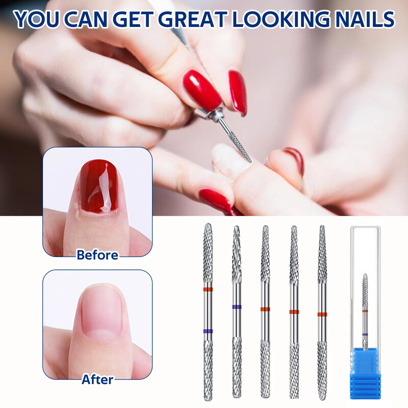 Dupla fejű volfrámkarbid körömfúró elektromos manikűr szerszám 2 az 1-ben körömmaró EFile körömgél lakk eltávolítóhoz