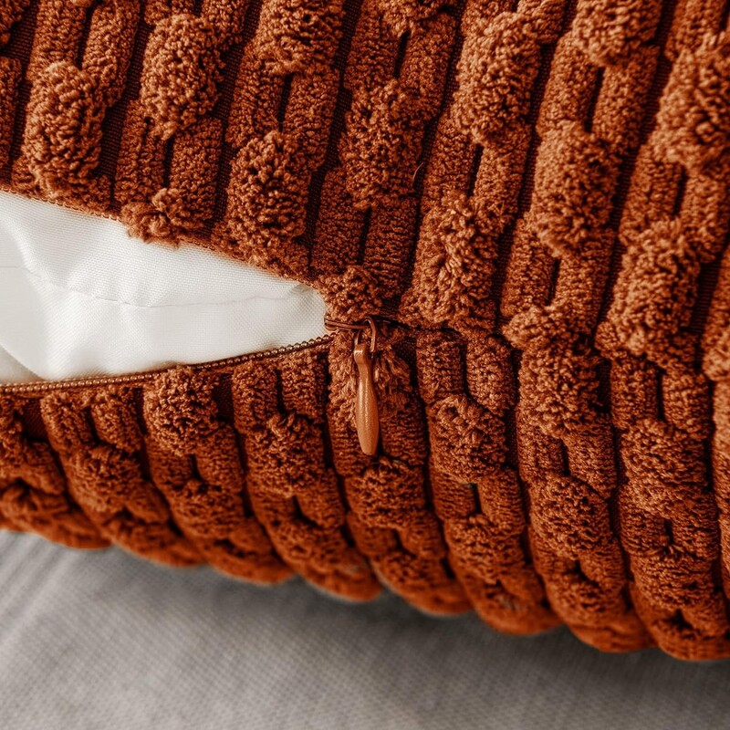 Boho prugaste ukrasne navlake za jastuke, dvostrane pahuljaste jastučnice za kauč na farmi od mekog samta, narančaste 40/45/50 CM