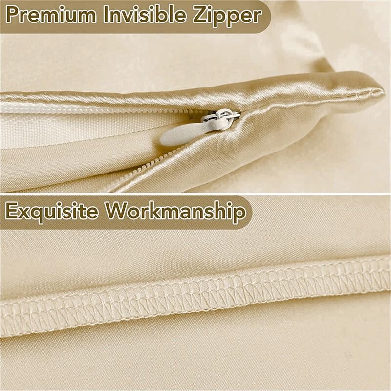 Jastučnica od 1 komada Super mekana imitirana satenska svilena jastučnica s patentnim zatvaračem za kosu i kožu, prozračna svilena jastučnica s obje strane