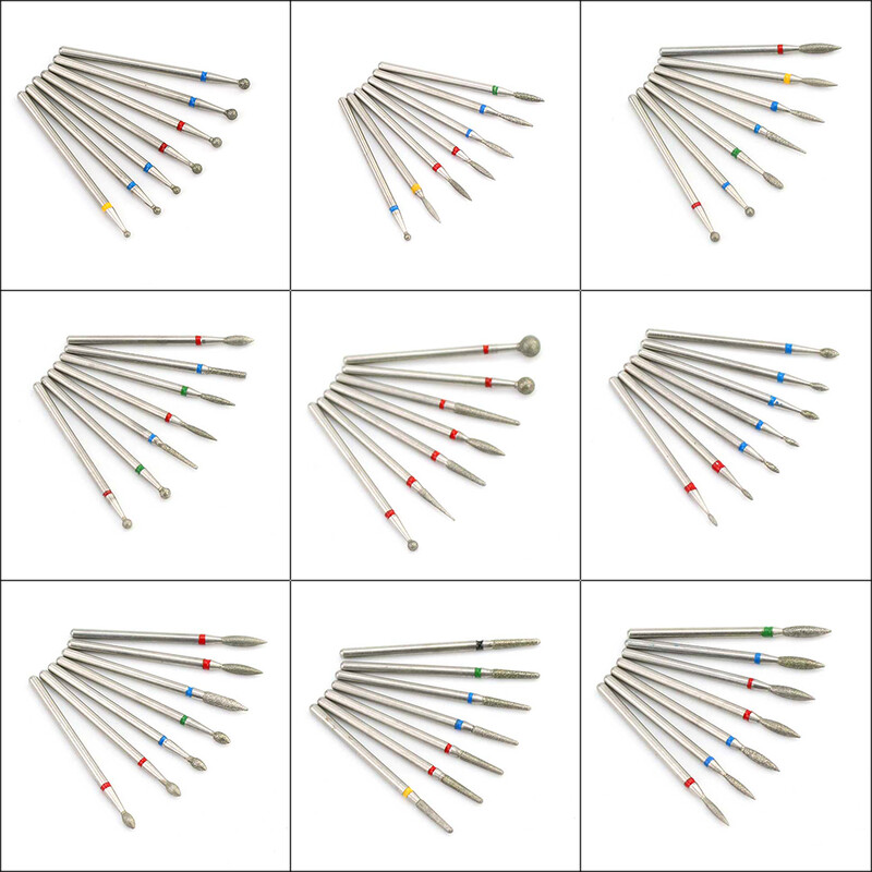 Set dijamantnih svrdla za nokte od 7 komada Komplet glodala Električne turpije za manikuru Pedikura Alati za brušenje zanoktica Dodaci