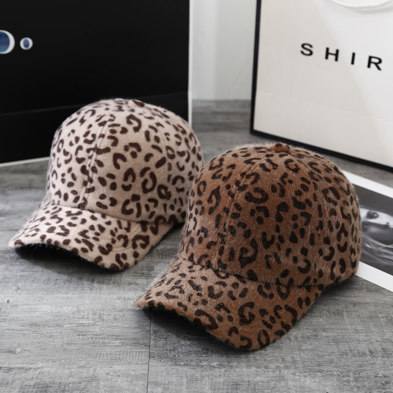 Ženska jesenska i zimska bejzbol kapa Leopard pruga Pokrivala za glavu Modni ukrasni ženski šešir Ženska bejzbolka s repom