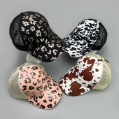 Bronzan Leopard Print Bejzbol kape s križnim repom Nove ženske prozračne suncobrane Svestrane isprane, elegantne polumrežaste kape