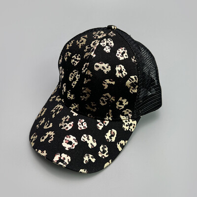 Bronzan Leopard Print Bejzbol kape s križnim repom Nove ženske prozračne suncobrane Svestrane isprane, elegantne polumrežaste kape