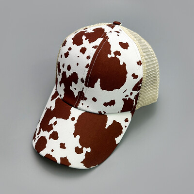 Bronzan Leopard Print Bejzbol kape s križnim repom Nove ženske prozračne suncobrane Svestrane isprane, elegantne polumrežaste kape