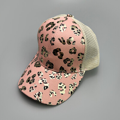 Bronzan Leopard Print Bejzbol kape s križnim repom Nove ženske prozračne suncobrane Svestrane isprane, elegantne polumrežaste kape