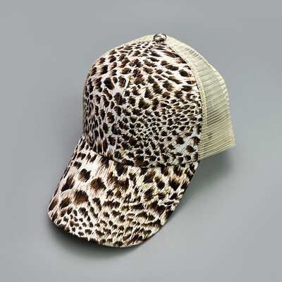 Bronzan Leopard Print Bejzbol kape s križnim repom Nove ženske prozračne suncobrane Svestrane isprane, elegantne polumrežaste kape