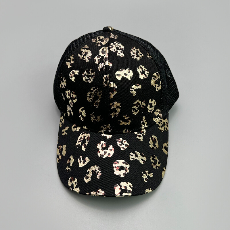 Bronzan Leopard Print Bejzbol kape s križnim repom Nove ženske prozračne suncobrane Svestrane isprane, elegantne polumrežaste kape