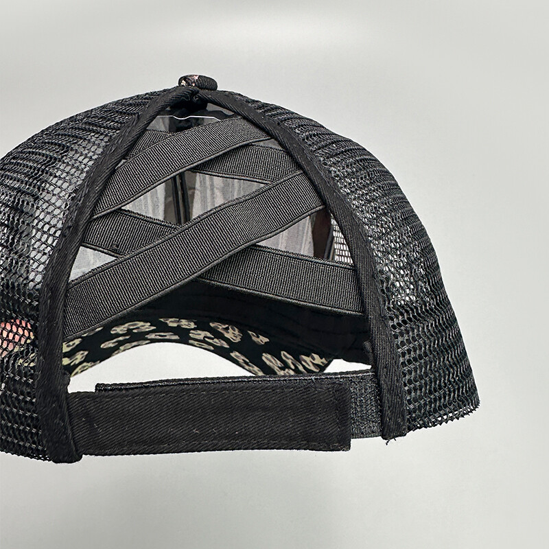 Bronzan Leopard Print Bejzbol kape s križnim repom Nove ženske prozračne suncobrane Svestrane isprane, elegantne polumrežaste kape