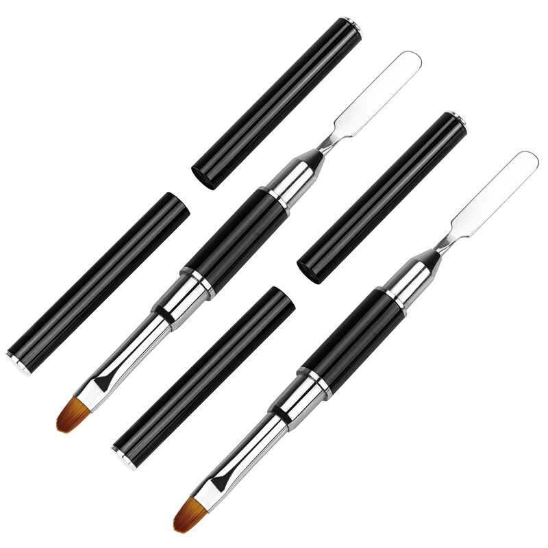 Gelio šepetėlis ir rinkiklis, 2 IN 1 dizaino nagų šepetėlis ir mentelė, gelinio nagų šepetėlio įrankis akriliniam nagų priauginimo geliui