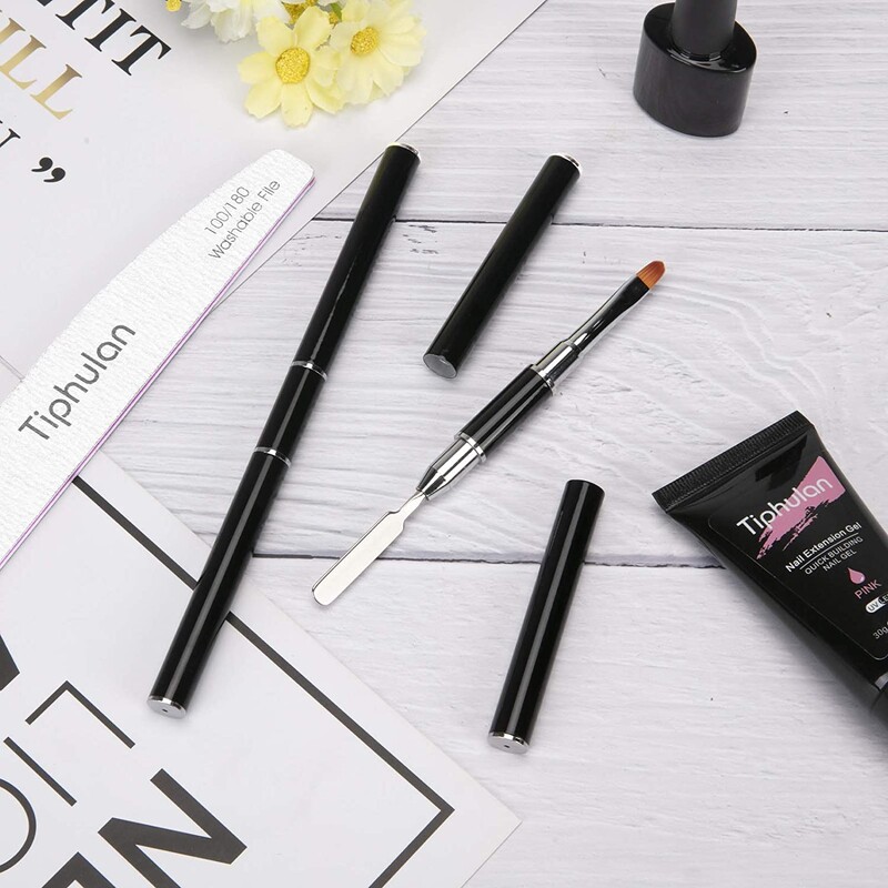 Gelio šepetėlis ir rinkiklis, 2 IN 1 dizaino nagų šepetėlis ir mentelė, gelinio nagų šepetėlio įrankis akriliniam nagų priauginimo geliui