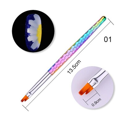 14 dydžių nagų dailės šepetėlis, metalinė rankena, nagų įdėklas Šepetys juostelių raštų dažymo teptukas akrilo UV gelio prailginimo piešimo drožyba rašiklis