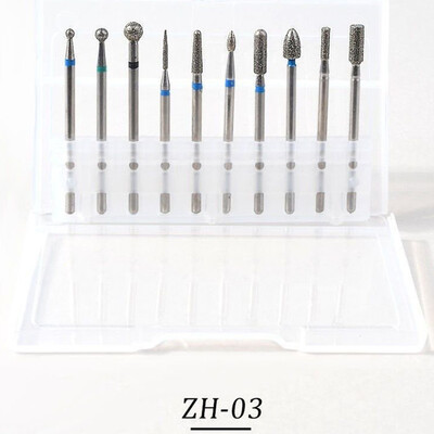 10 τμχ Σετ κεφαλής γυαλίσματος νυχιών Diamond Drill Bitsnail Ρωσικά εργαλεία γυαλίσματος Φρέζες για αφαίρεση βερνικιού gel