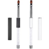 Ovalne i ravne UV četkice za geliranje noktiju s ručkom od kamenčića, profesionalne četkice za dizajn noktiju