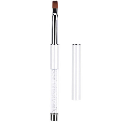 Ovalne i ravne UV četkice za geliranje noktiju s ručkom od kamenčića, profesionalne četkice za dizajn noktiju